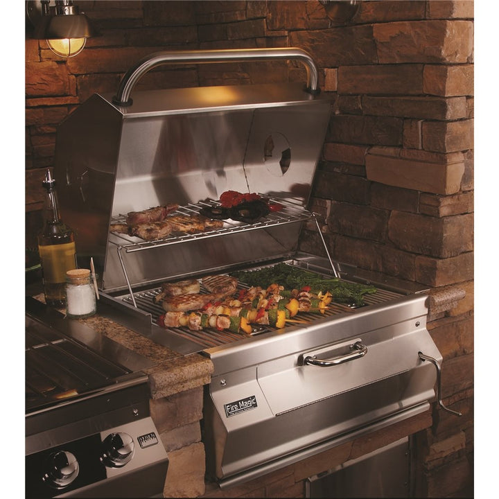 Fire Magic 24" Built-In Charcoal Grill with Smoker Hood, 304 Stainless Steel