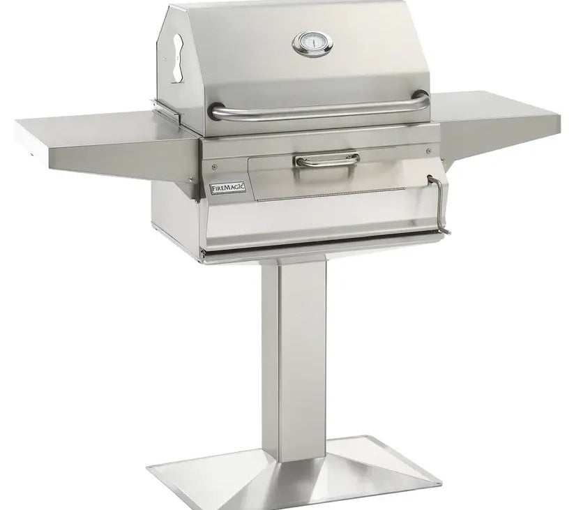 Fire Magic Legacy Charcoal Patio Post Mount Grill, 432 Sq. In., 304 Stainless Steel