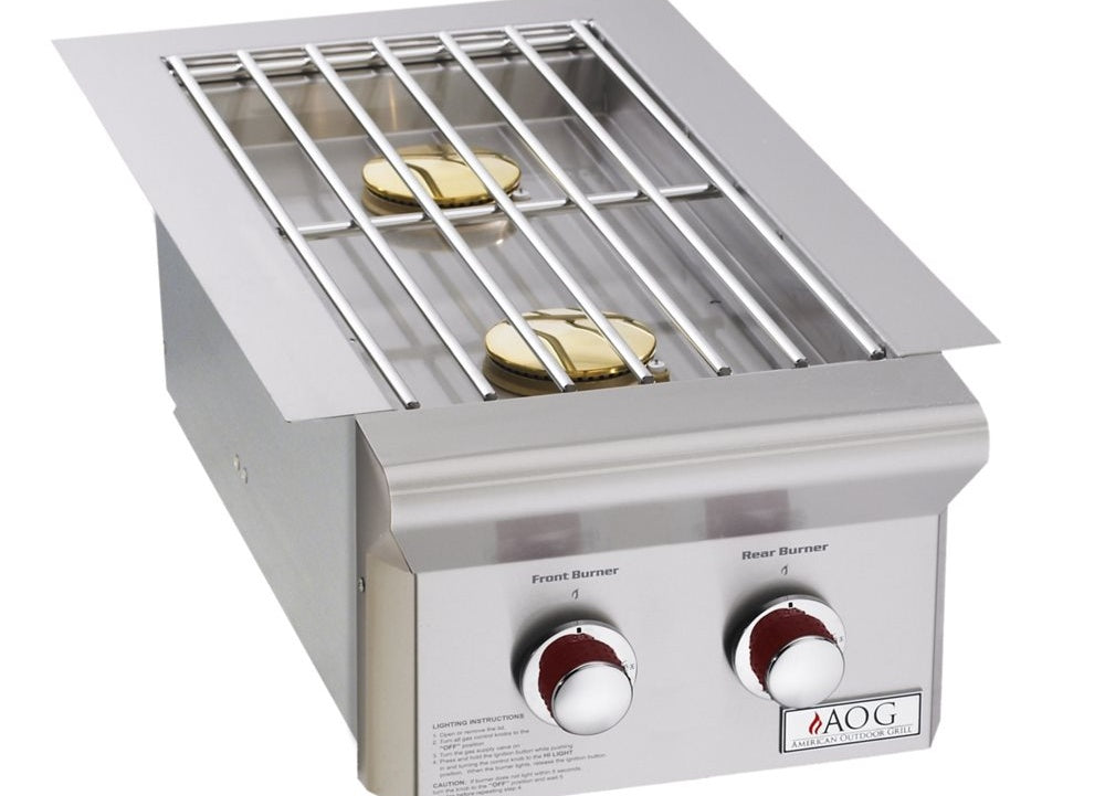 American Outdoor Grill T-Series Double Side Burner, Solid Brass, 304 Stainless