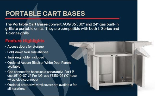 AOG 36-Inch Portable Cart Base in 304 Stainless Steel
