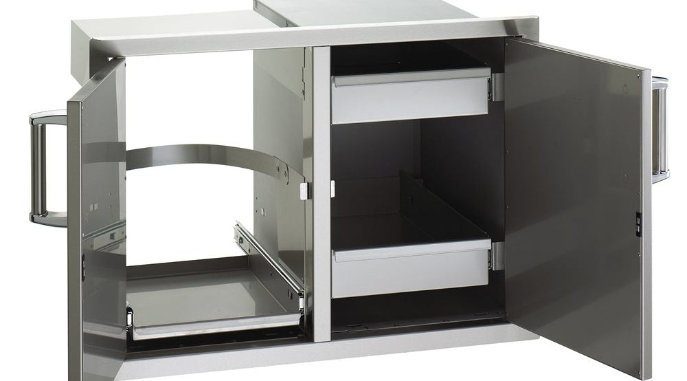 Fire Magic Double Door Cabinet with Tank Tray & Dual Drawers, 304 Stainless