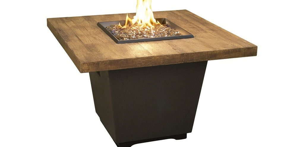 American Fyre Designs Cosmopolitan 36" Square GFRC Firetable – French Barrel Oak
