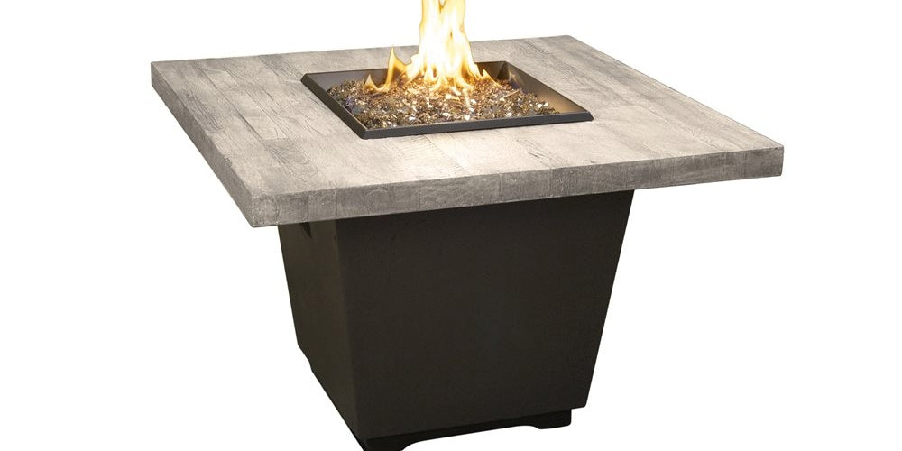 American Fyre Designs Cosmopolitan Fire Table, 36" Square, Silver Pine