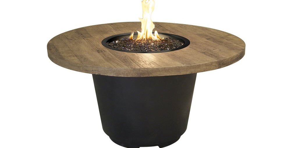 American Fyre Designs Cosmopolitan Round Firetable, 48-Inch GFRC, French Barrel Oak