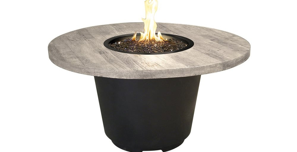 American Fyre Designs Cosmo Round Firetable, 48" Silver Pine GFRC