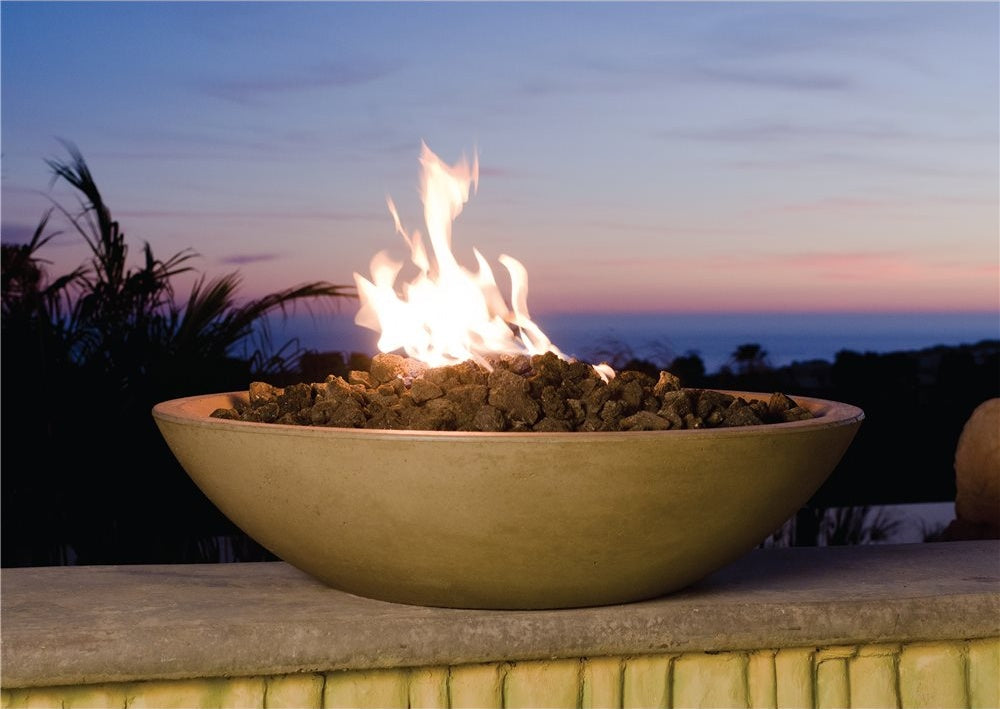 American Fyre Designs Marseille Fire Bowl, 32-Inch GFRC, Café Blanco