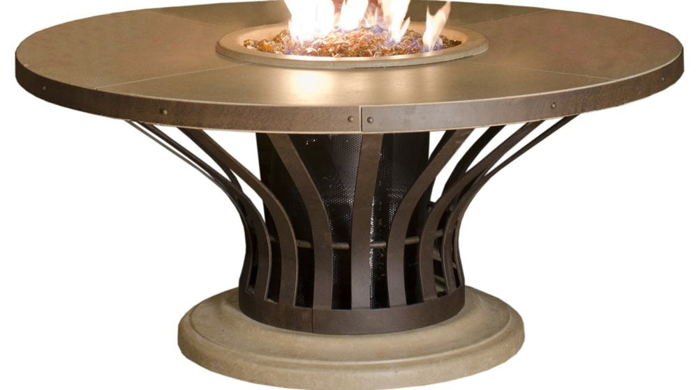 American Fyre Designs Fiesta Round Firetable, 54-Inch, Café Blanco