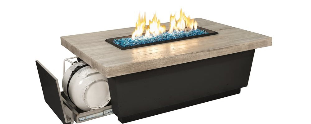 American Fyre Designs Contempo Fire Table, 52" GFRC, Black Lava & Silver Pine