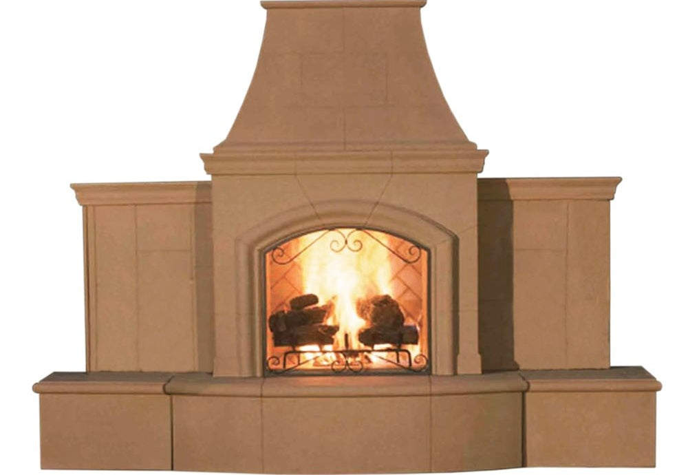 American Fyre Designs Grand Phoenix Outdoor Gas Fireplace, Café Blanco GFRC