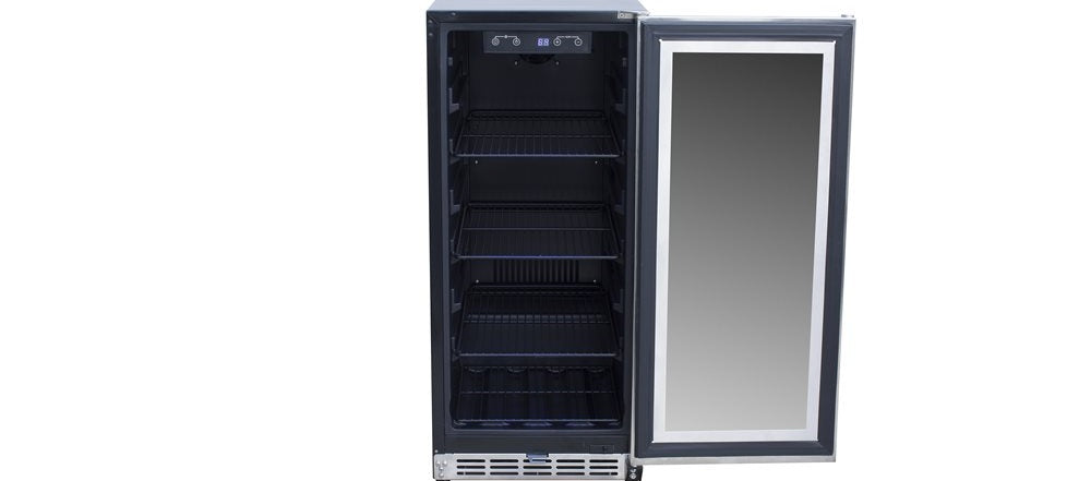 TrueFlame 15" Outdoor Rated Refrigerator with Glass Door