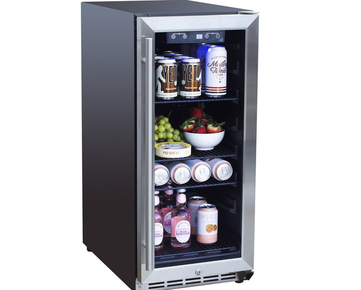 TrueFlame 15" Outdoor Rated Refrigerator with Glass Door