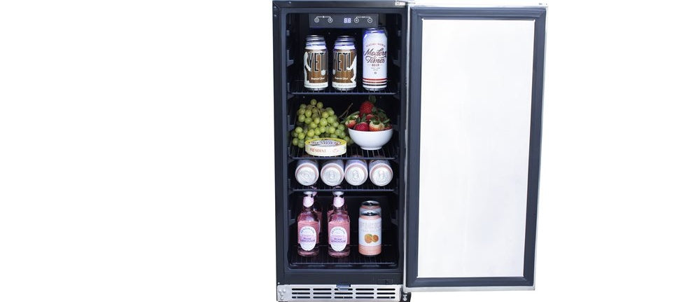 TrueFlame 15" Outdoor Rated Refrigerator With Stainless Steel Door