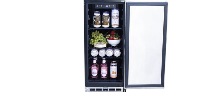 TrueFlame 15" Outdoor Rated Refrigerator With Stainless Steel Door