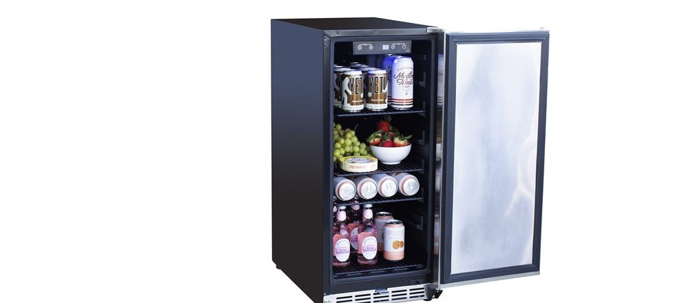 TrueFlame 15" Outdoor Rated Refrigerator With Stainless Steel Door