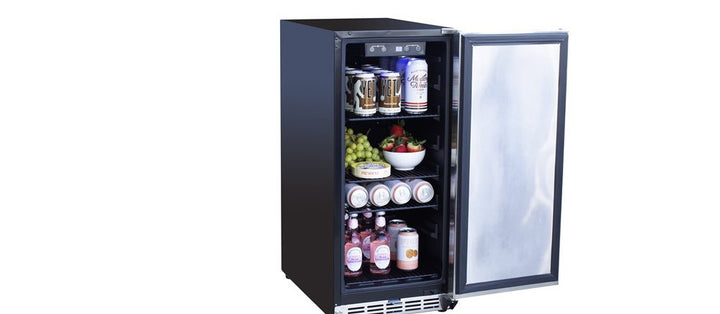 TrueFlame 15" Outdoor Rated Refrigerator With Stainless Steel Door