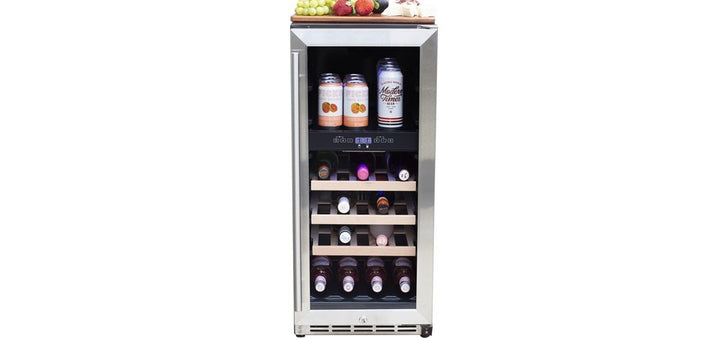 TrueFlame 15" Outdoor Dual Zone Wine Cooler - Stainless Steel