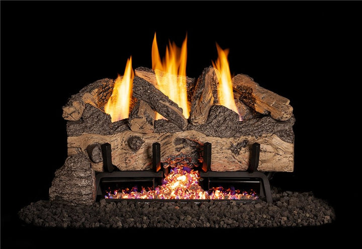 24" Charred Gnarled Split Log Set