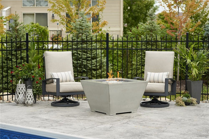 Outdoor GreatRoom Cove Square Fire Pit Bowl, 37" Supercast Concrete