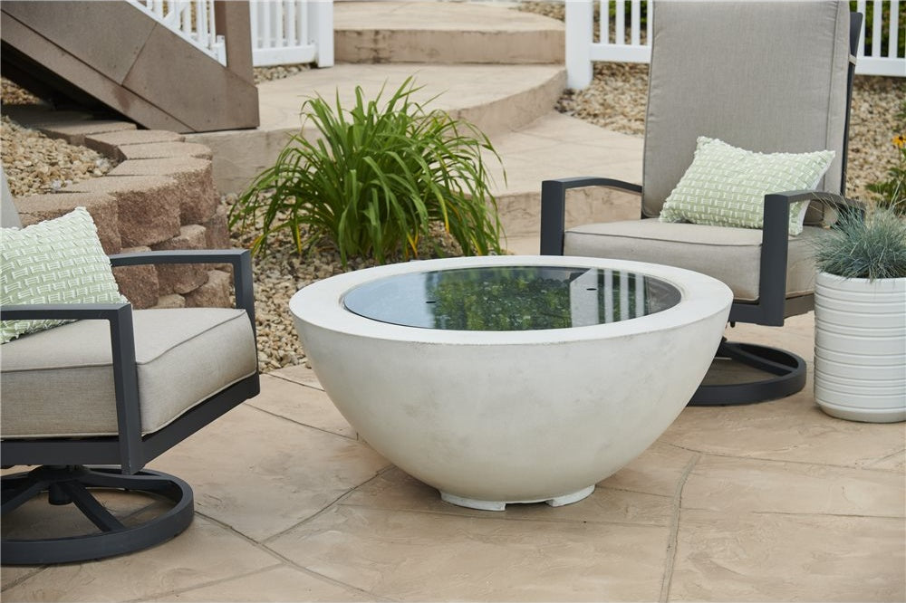 Outdoor GreatRoom White Cove 42" Round Concrete Gas Fire Pit Bowl