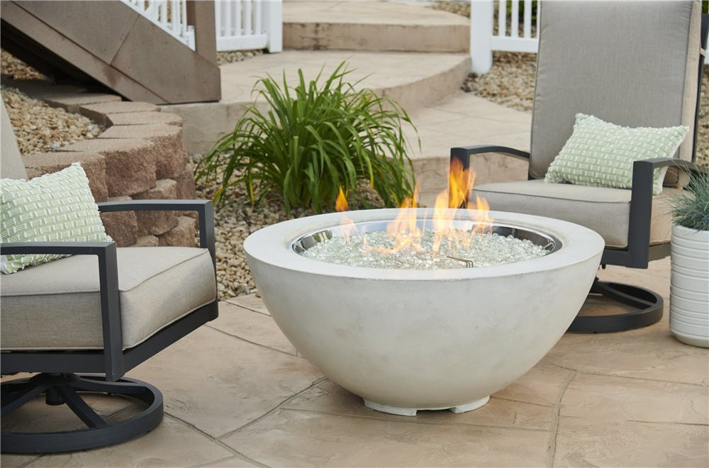 Outdoor GreatRoom White Cove 42" Round Concrete Gas Fire Pit Bowl