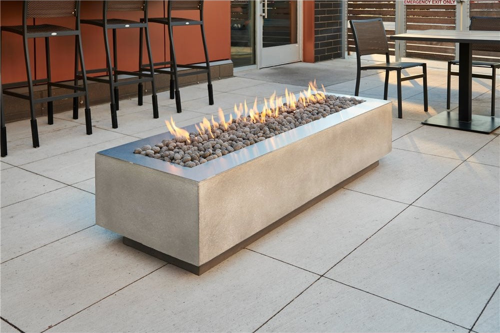 Outdoor GreatRoom Cove 72" Linear Fire Pit Table, White Supercast™ Concrete