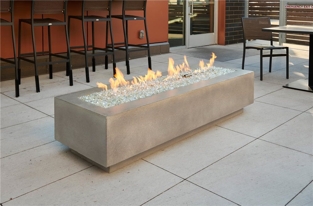 Outdoor GreatRoom Cove 72" Linear Fire Pit Table in Natural Grey Supercast™ Concrete