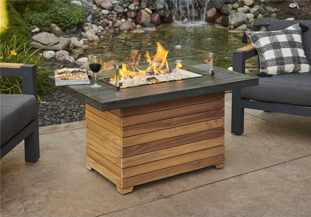 Outdoor GreatRoom Darien Gas Fire Pit Table, Stone Grey Everblend Top