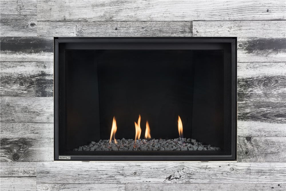 Montigo DelRay Square 38" Direct Vent Gas Fireplace, Satin Black