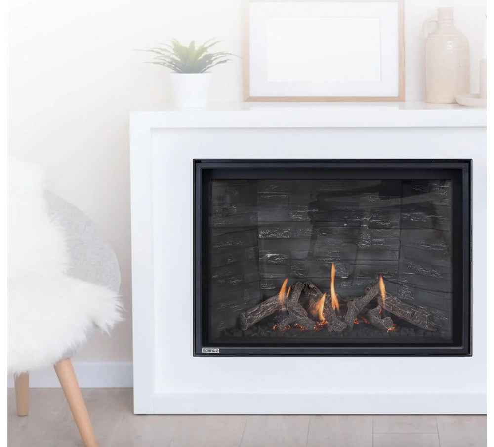 Montigo DelRay Square 38" Direct Vent Gas Fireplace, Satin Black