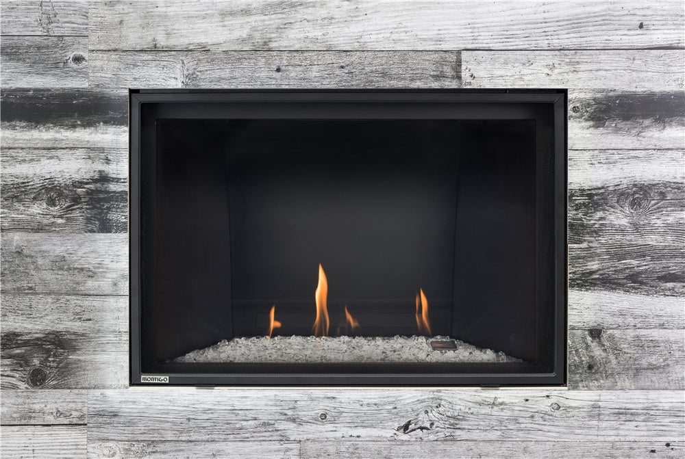 Montigo DelRay Square 38" Direct Vent Gas Fireplace, Satin Black