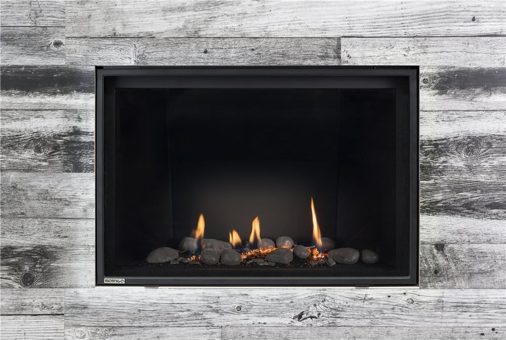 Montigo DelRay Square 38" Direct Vent Gas Fireplace, Satin Black