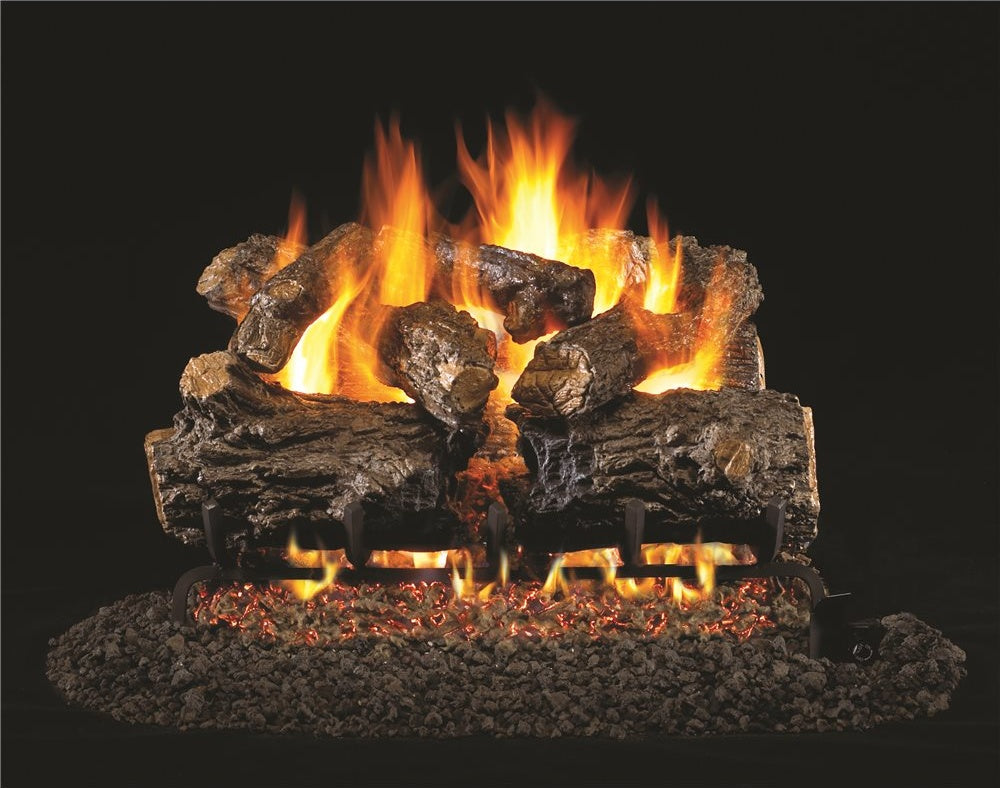 16" Vented Burnt Rustic Oak Log Set