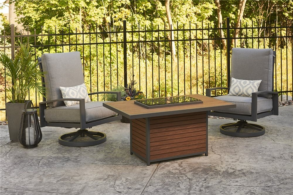 Outdoor GreatRoom Kenwood Chat Height Gas Fire Table, 50" Graphite Grey