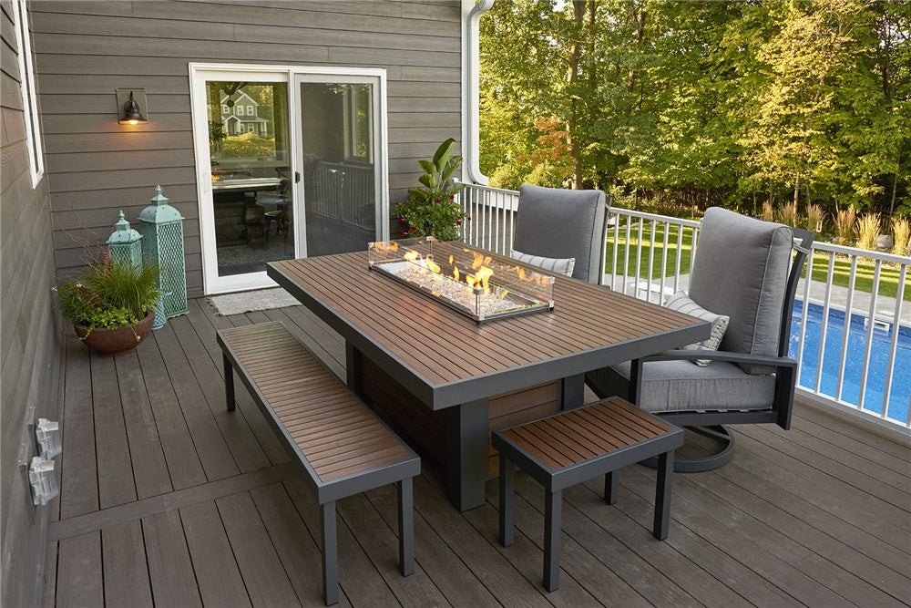 Outdoor GreatRoom Kenwood Linear Dining Fire Table, 80" Composite Deck