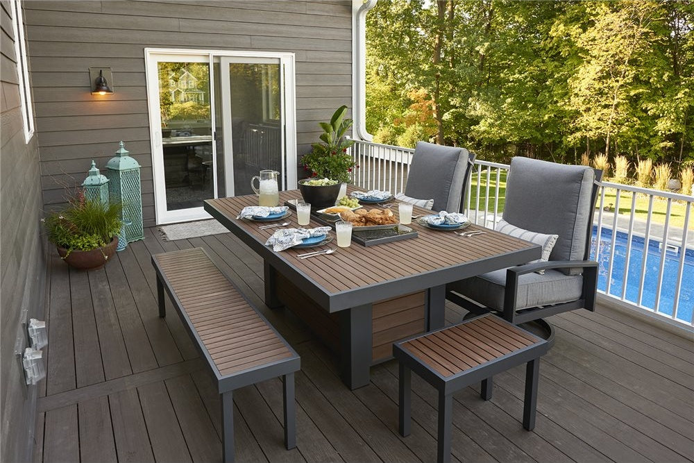 Outdoor GreatRoom Kenwood Linear Dining Fire Table, 80" Composite Deck
