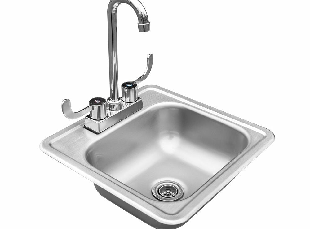 TrueFlame 15" x 15" Drop-In Outdoor Kitchen Sink, 304 Stainless Steel